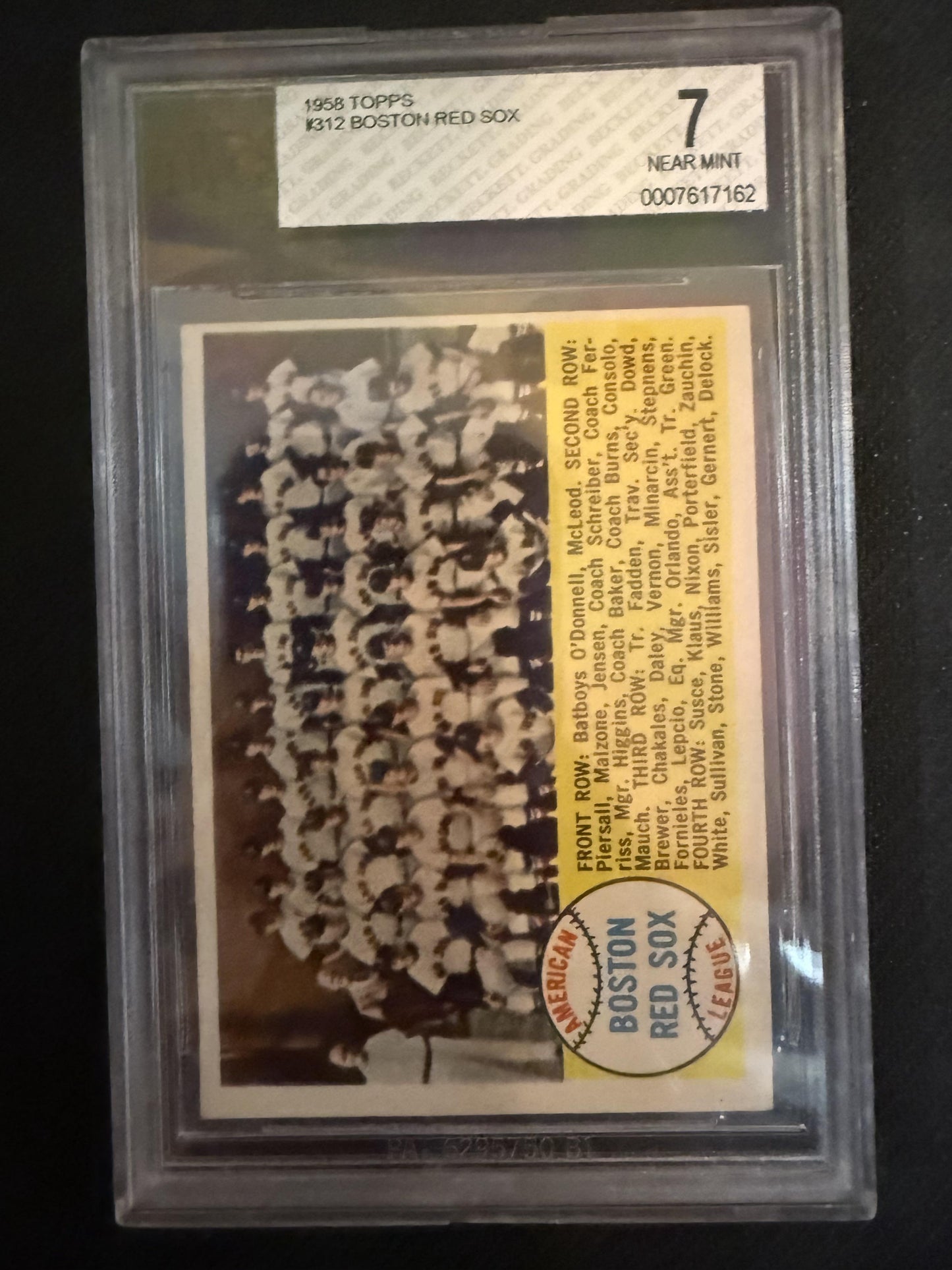 #312 Boston Red Sox 1958 Topps 1 Boston Red Sox PR sports