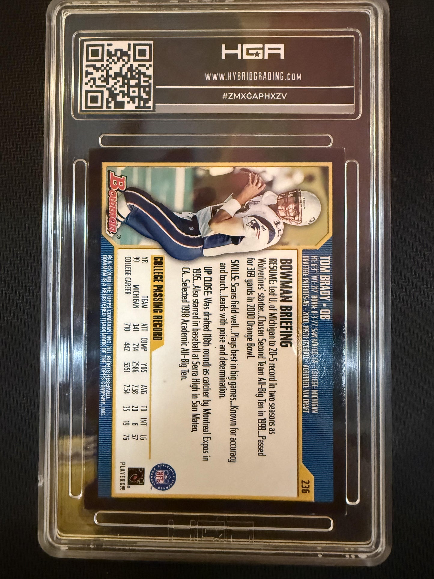 #236 Tom Brady 2000 Bowman Chrome RC Rookie New England Patriots sports