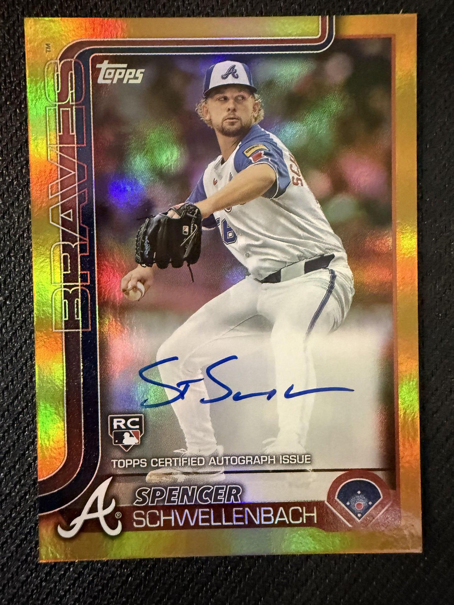 #103 Spencer Schwellenbach 2025 Topps Braves Flagship Real One Auto Gold Foil