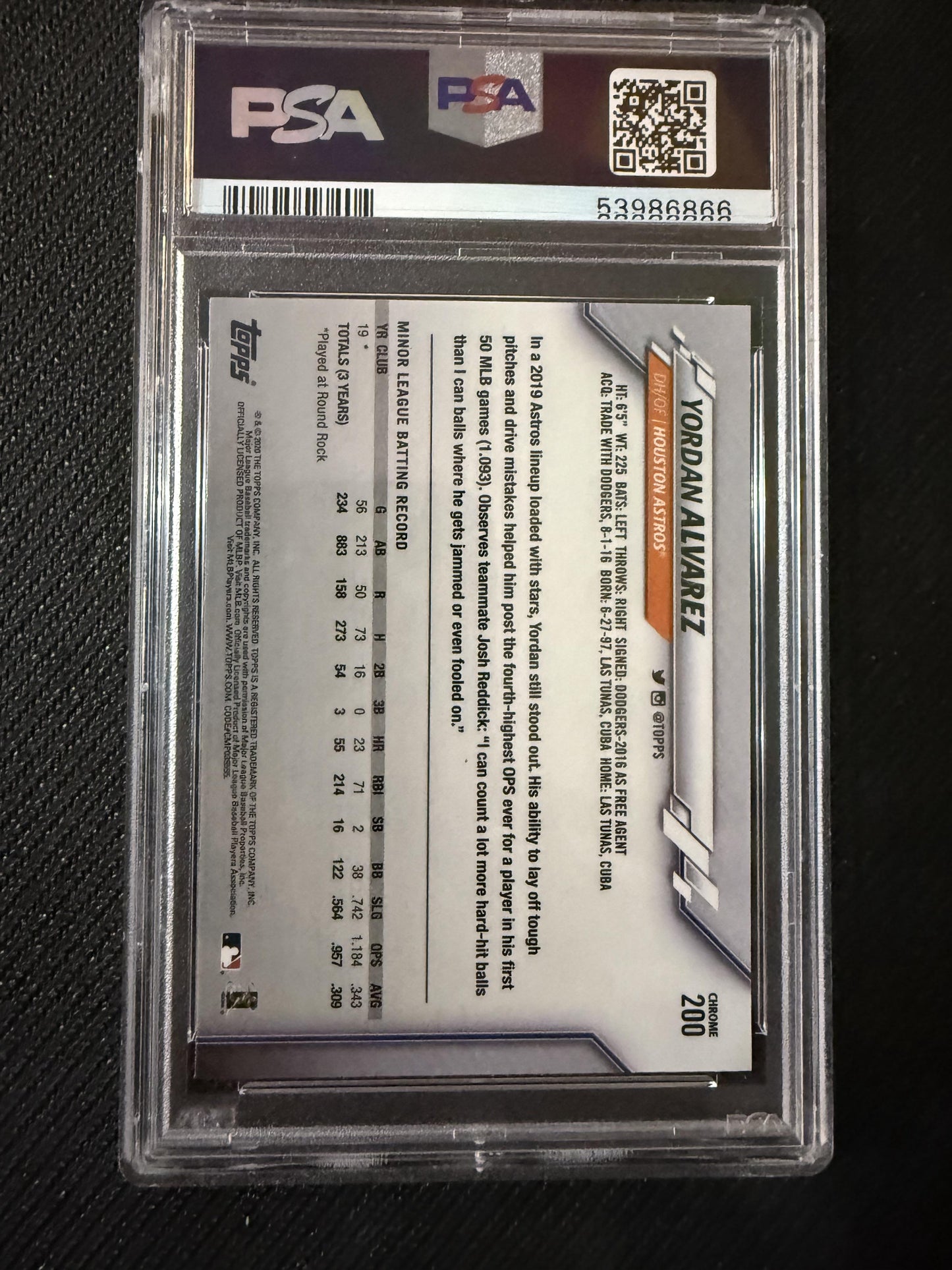#200 Yordan Alvarez 2020 Topps Chrome RC Rookie Houston Astros sports