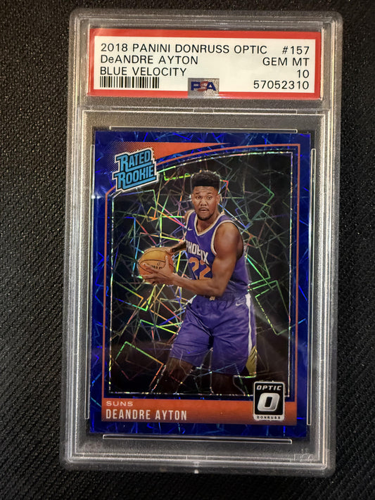 #157 Deandre Ayton 2018-19 Donruss Optic RC Rookie Phoenix Suns Blue Velocity