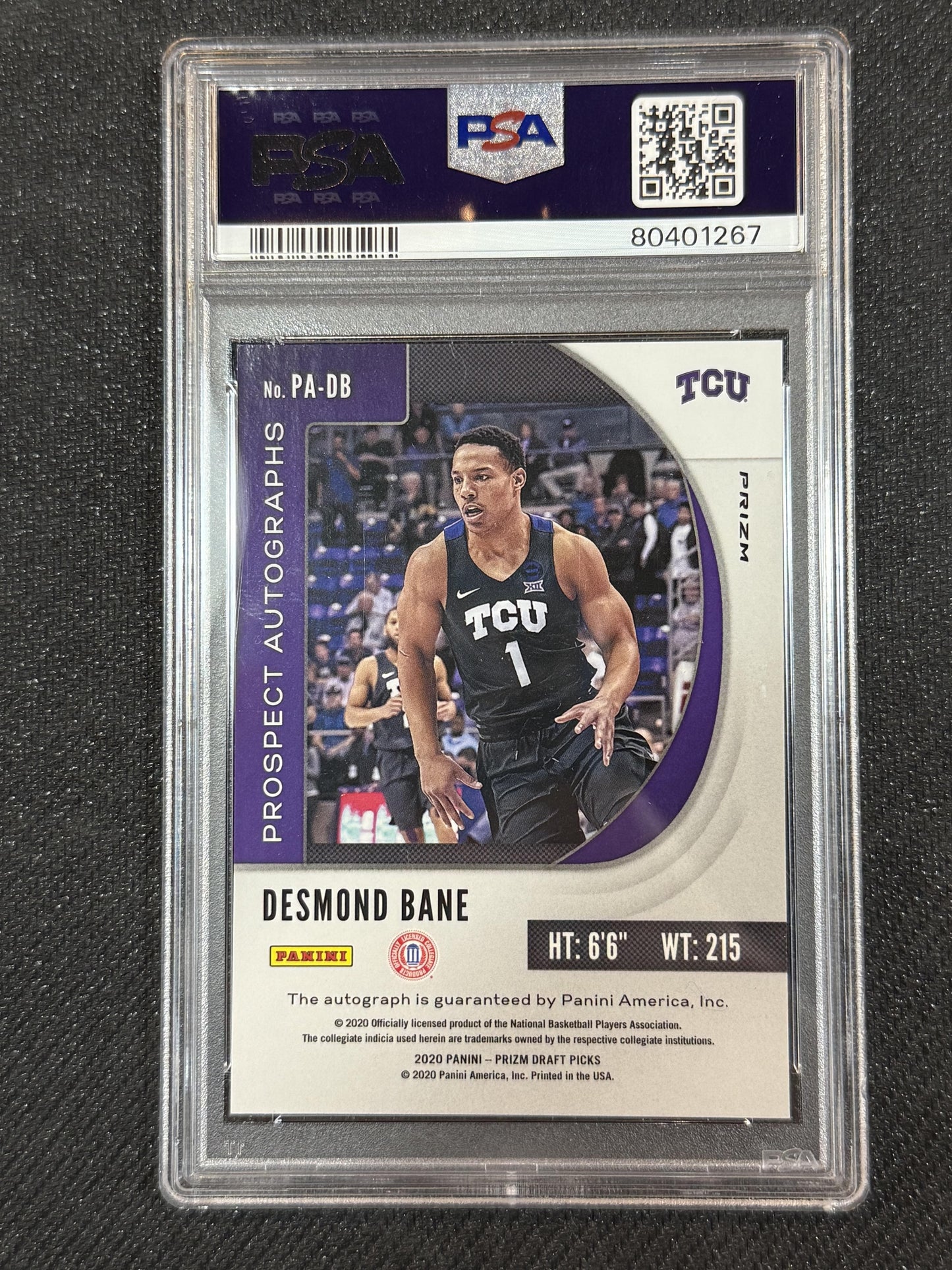 #PA-DB Desmond Bane 2020 Panini Prizm Draft Picks Collegiate AU Auto TCU Red Ice