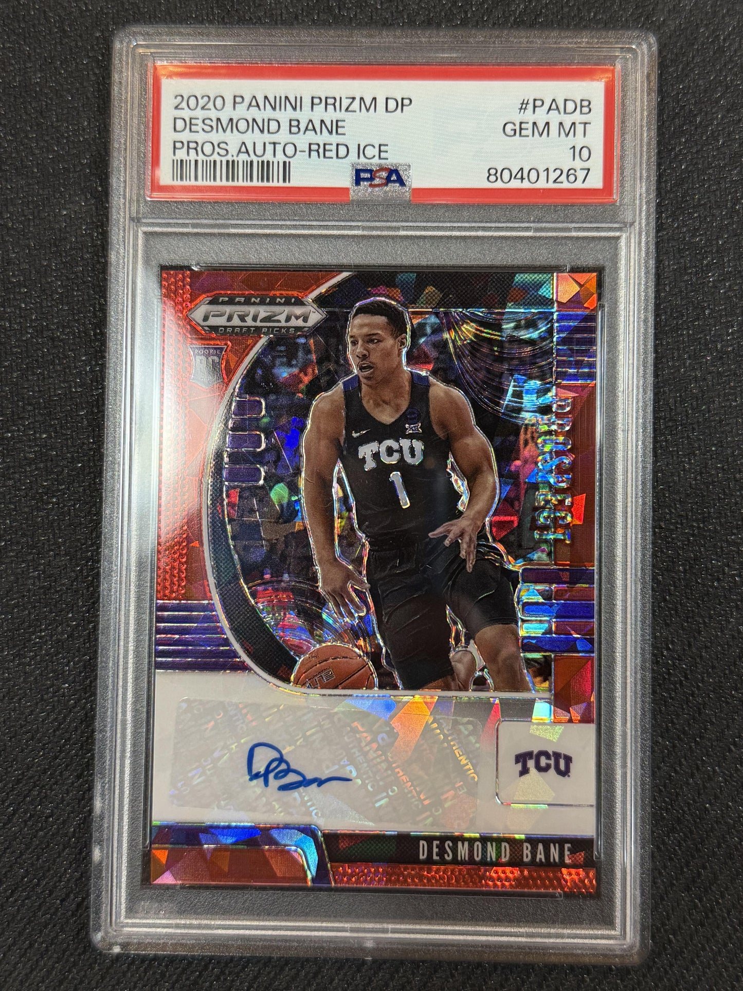 #PA-DB Desmond Bane 2020 Panini Prizm Draft Picks Collegiate AU Auto TCU Red Ice