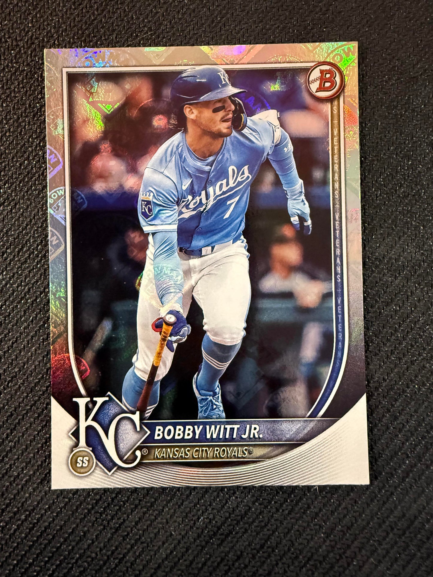 #7 Bobby Witt Jr. 2025 Bowman Kansas City Royals sports Bowman Retro Logo Foil