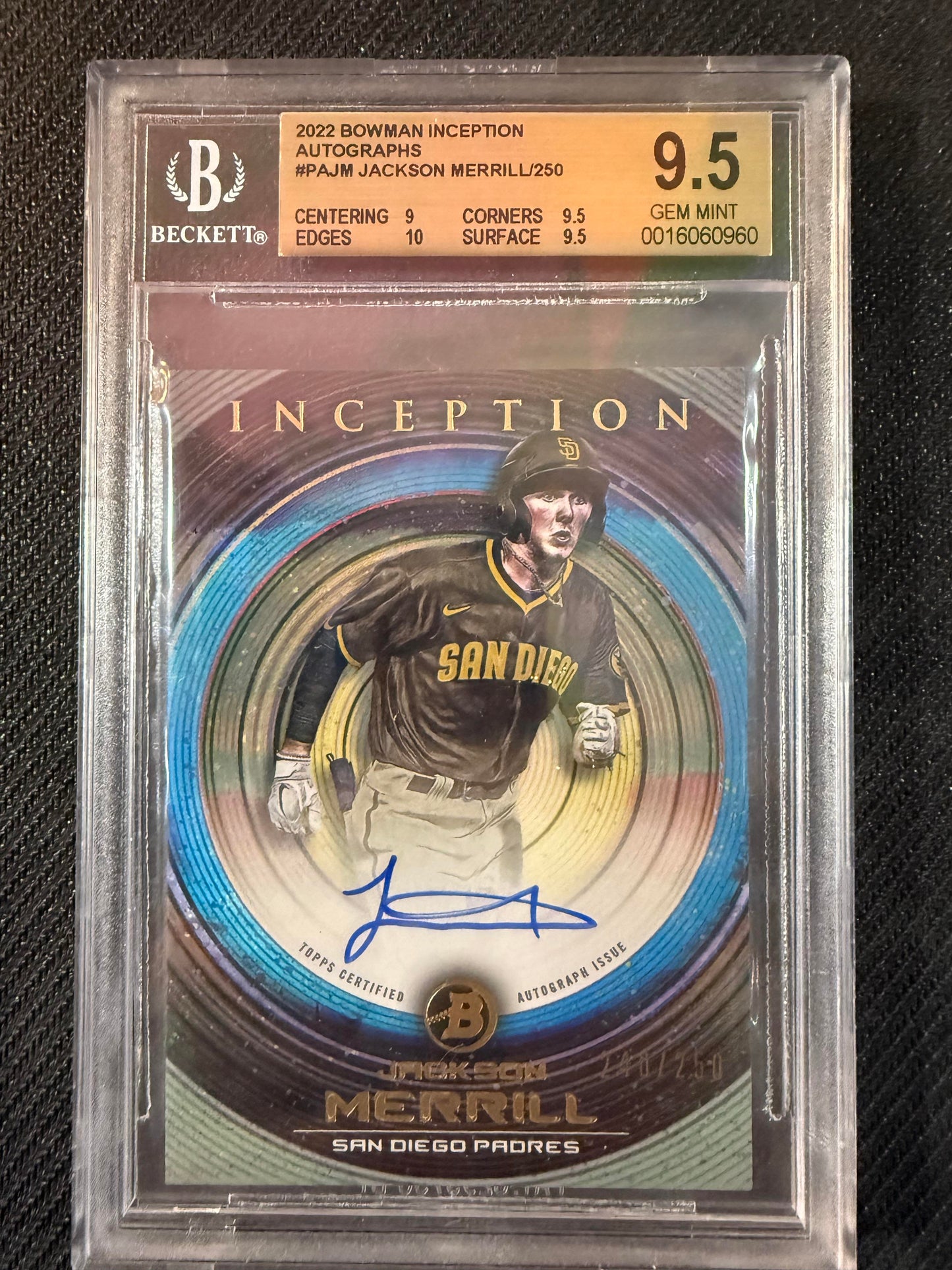 #PA-JM Jackson Merrill 2022 Bowman Inception AU Auto San Diego Padres /250