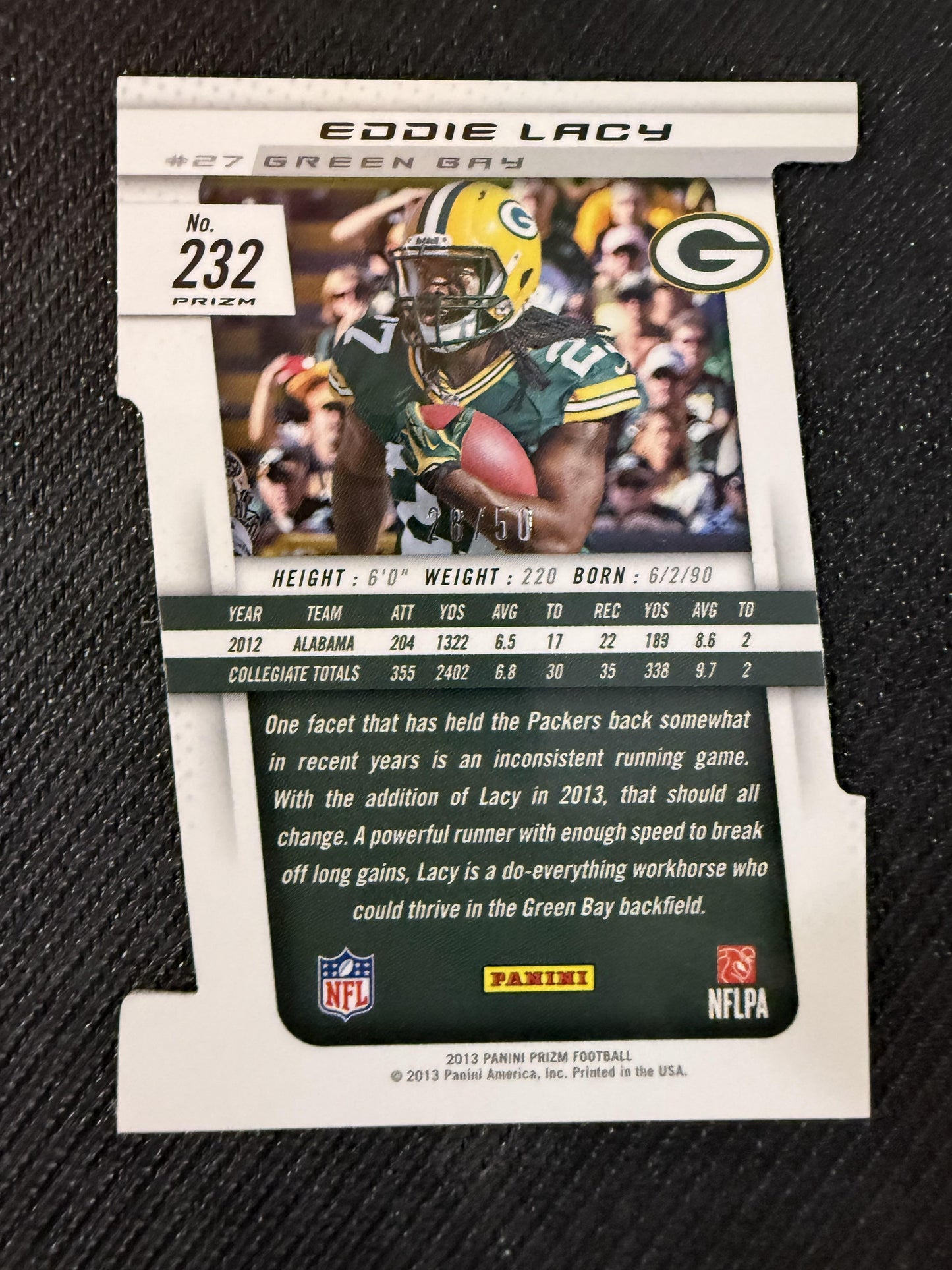 #232 Eddie Lacy 2013 Panini Prizm SN,RC Rookie /50 Packers Orange Die Cut