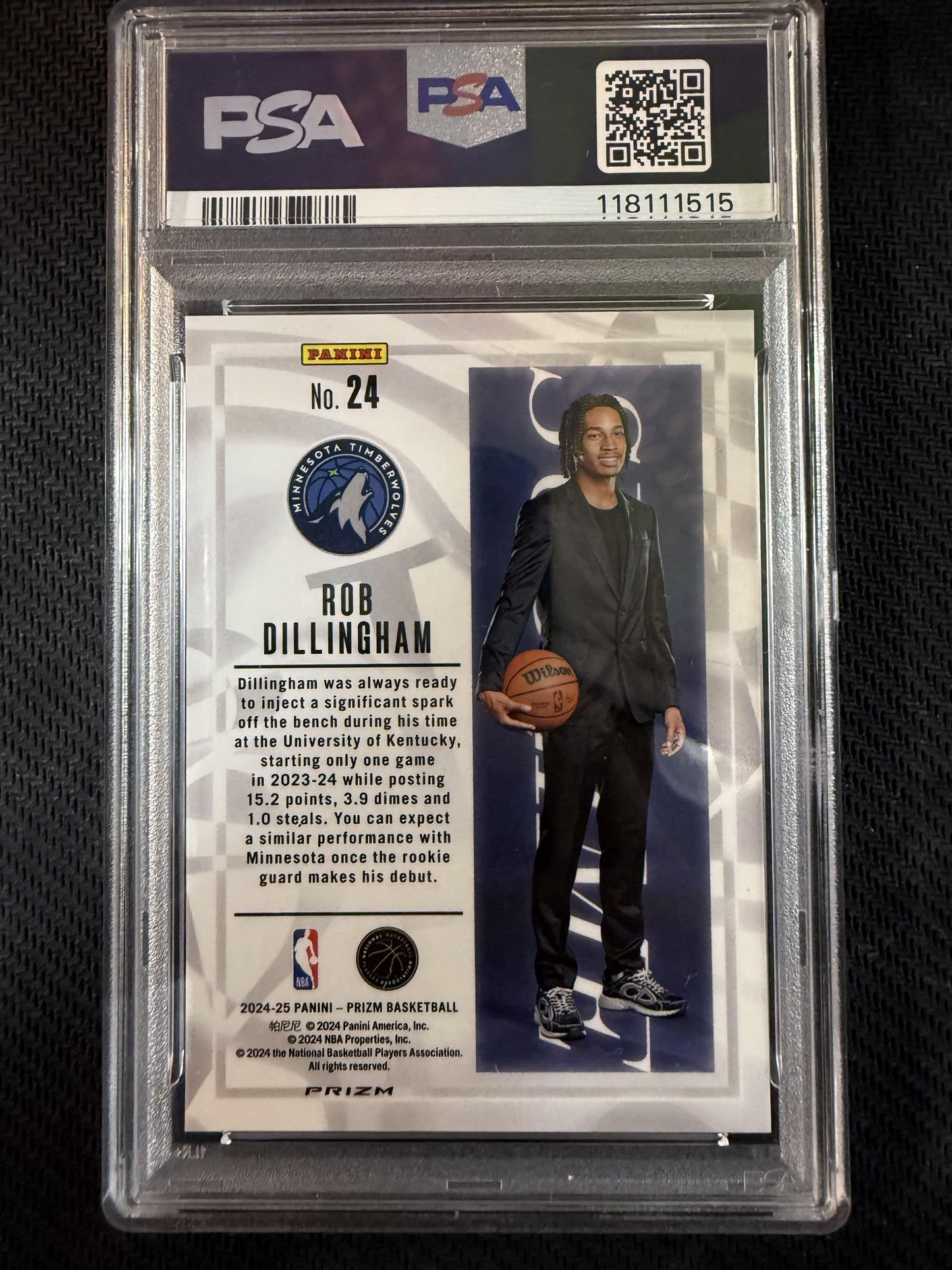 #24 Rob Dillingham 2024-25 Panini Prizm Minnesota Timberwolves sports Sublime