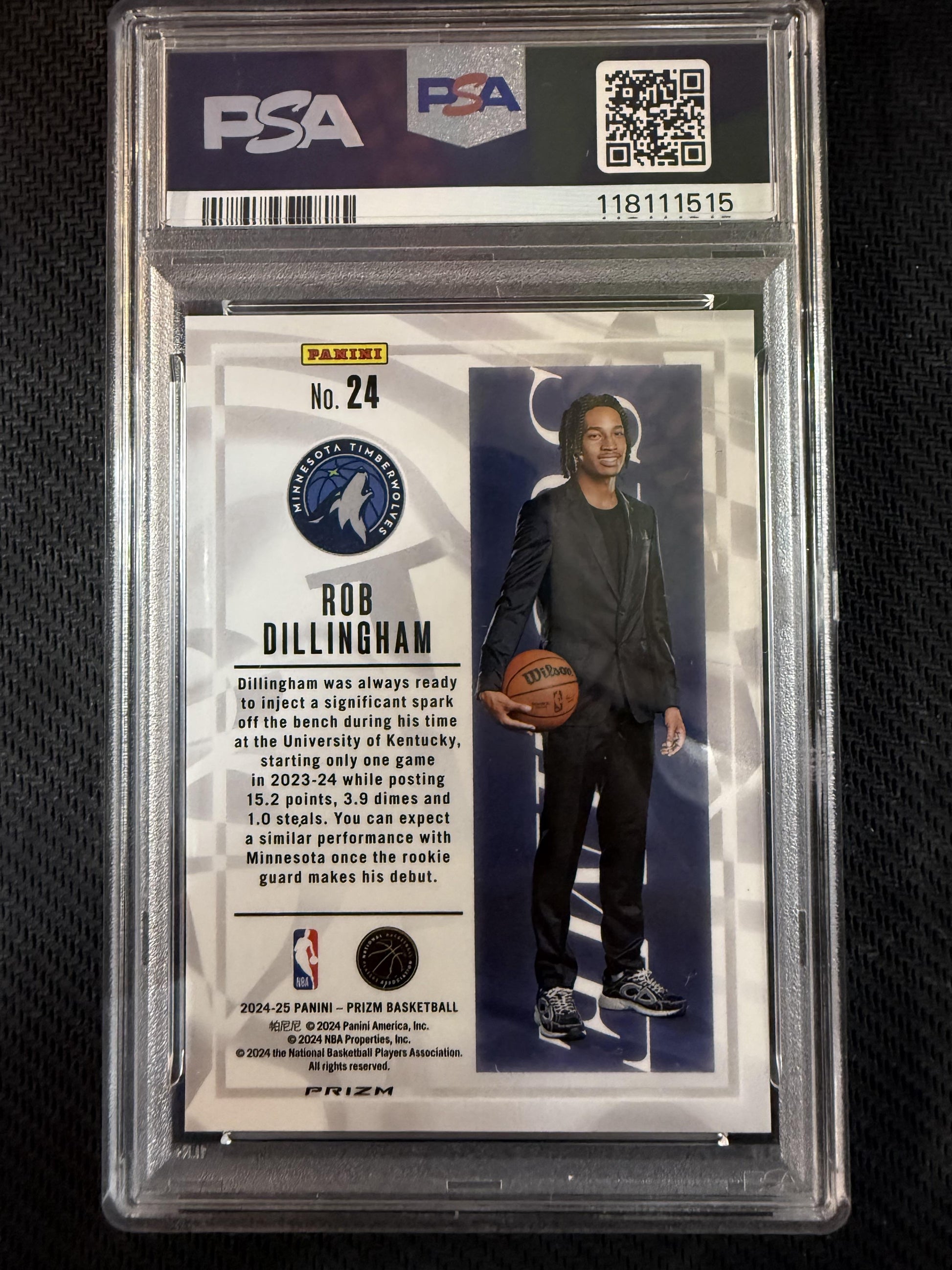 #24 Rob Dillingham 2024-25 Panini Prizm Minnesota Timberwolves sports Sublime