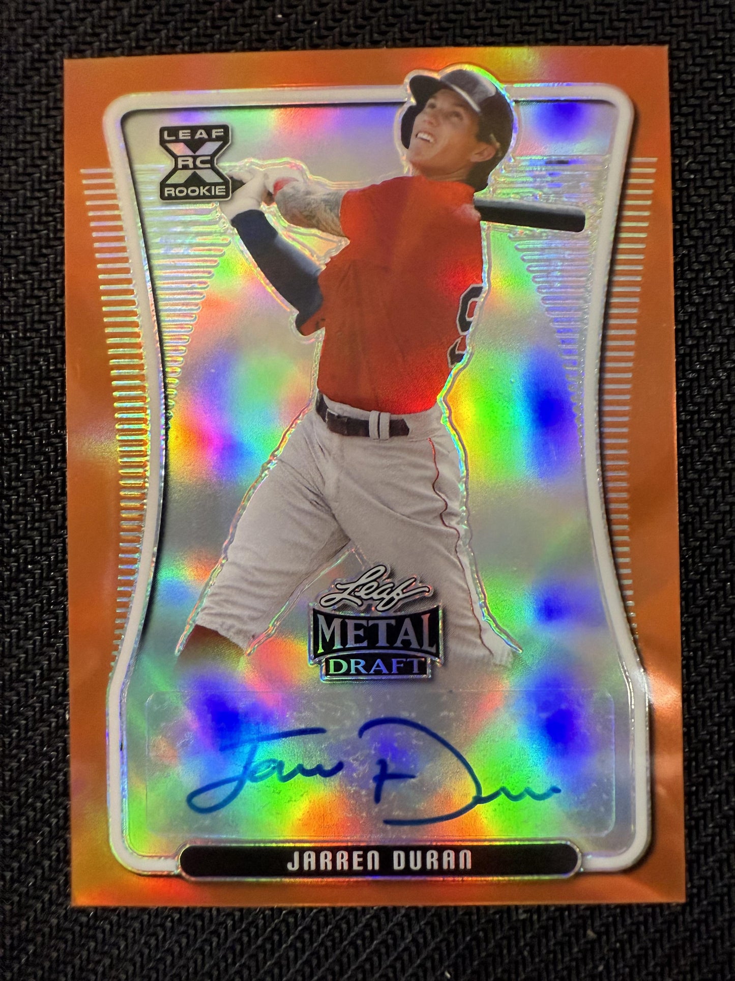 #BA-JD3 Jarren Duran 2020 Leaf Metal Draft SN,AU Auto #/7 Twins Orange Rainbow
