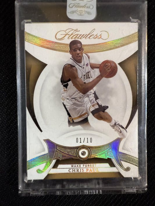 #60 Chris Paul 2020 Panini Flawless Collegiate SN #/10 Wake Forest Deacons Gold
