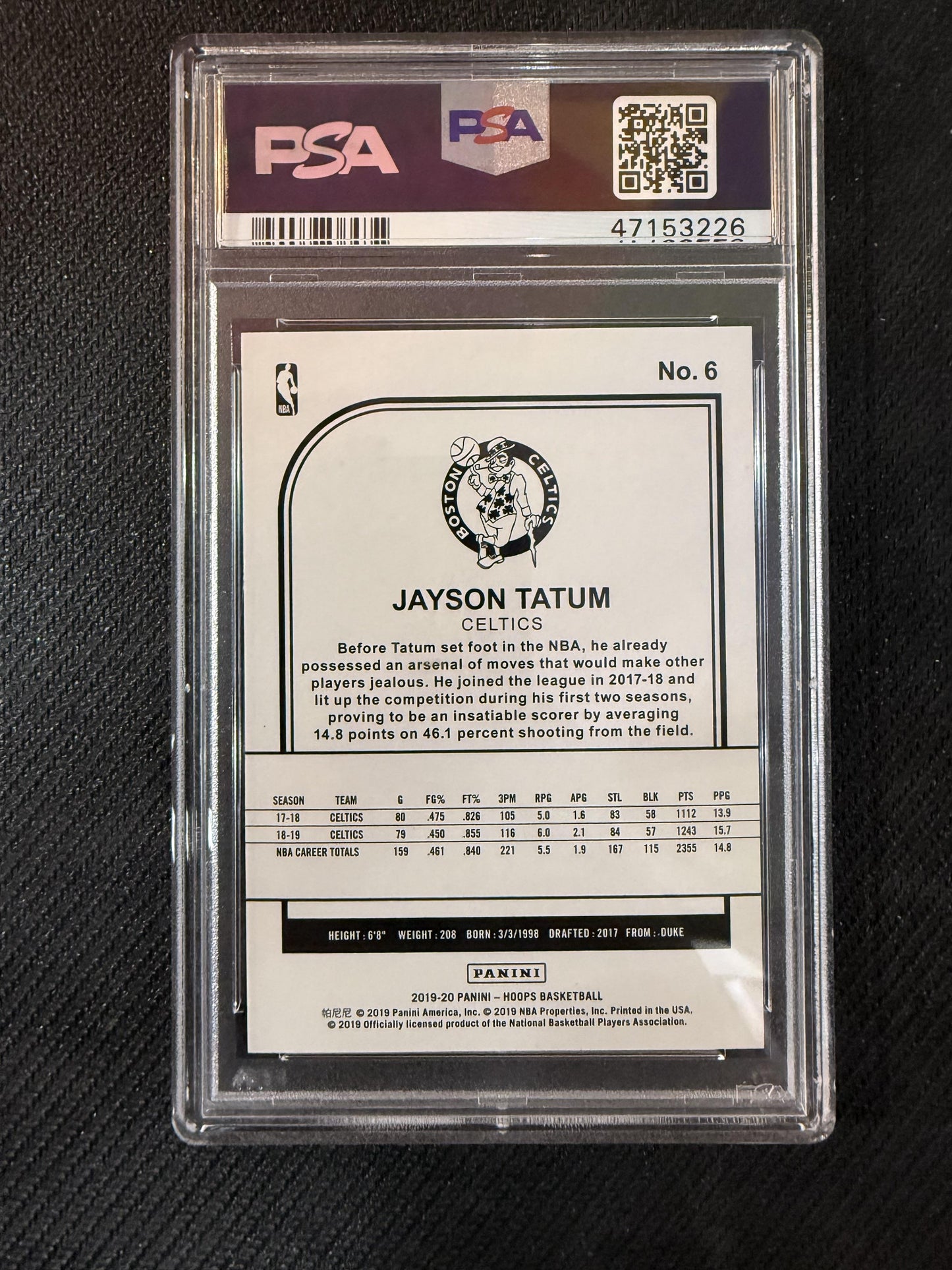 #6 Jayson Tatum 2019-20 Hoops Boston Celtics sports