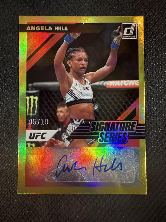 #SS-AHL Angela Hill 2022 Donruss UFC AU,SN Auto /10 Signature Series Gold