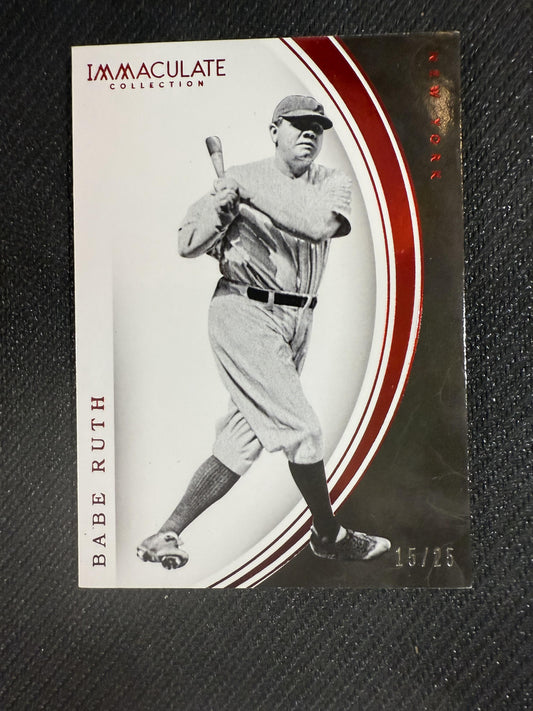 #1 Babe Ruth 2016 Panini Immaculate Collection SN #/25 New York Yankees Red