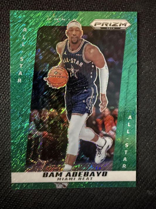#241 Bam Adebayo 2024-25 Panini Prizm Deca SN #/12 Miami Heat Green Shimmer FOTL