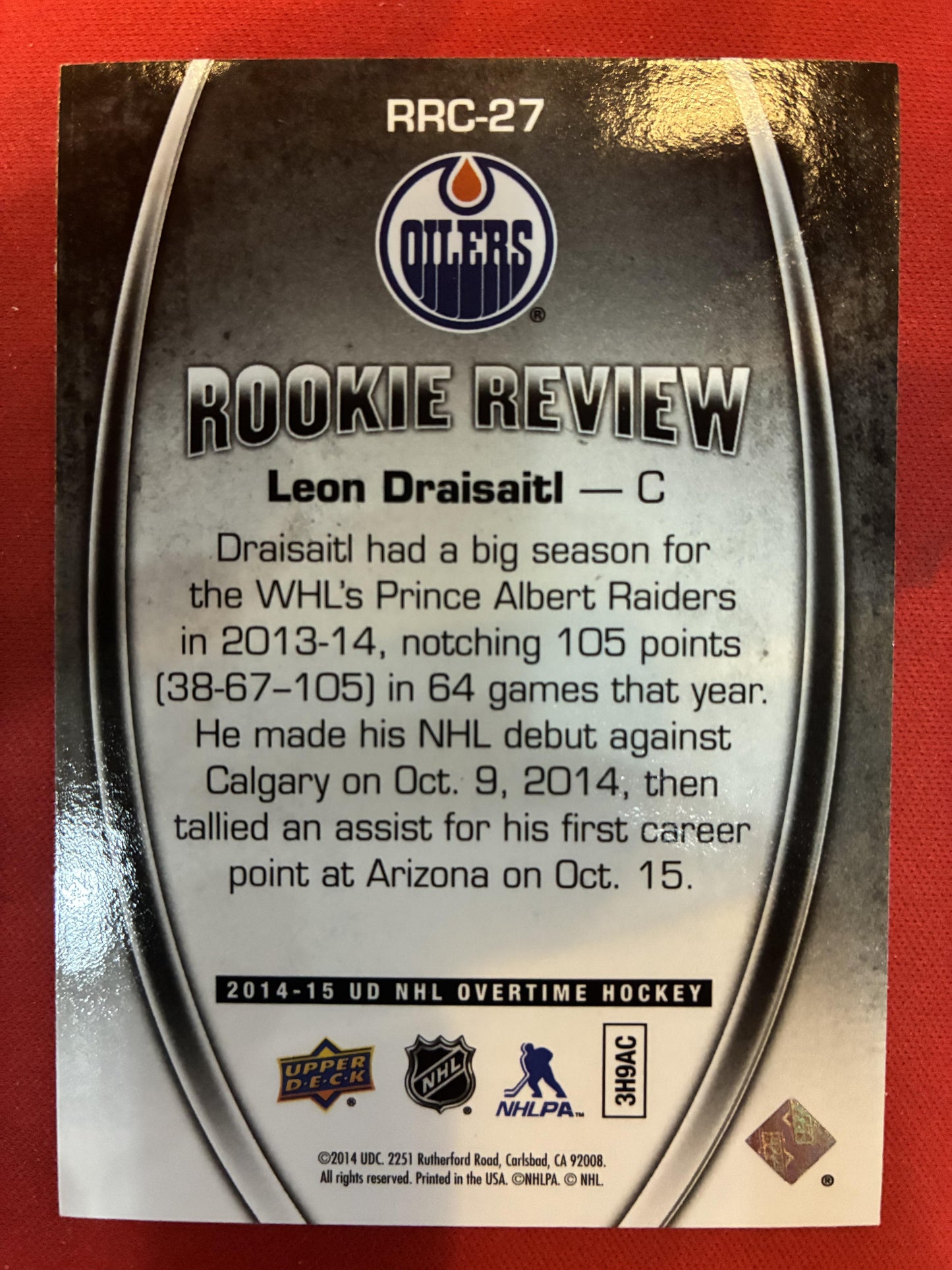 #RRC-27 Leon Draisaitl 2014-15 Upper Deck Overtime Edmonton Oilers Rookie Review
