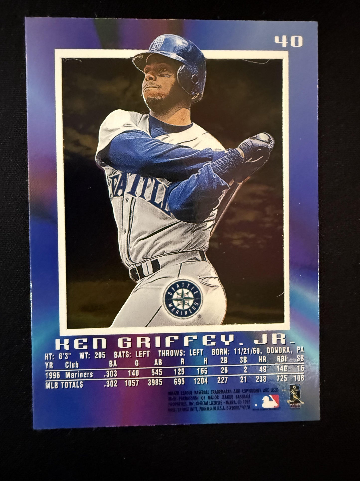 #40 Ken Griffey Jr. 1997 SkyBox E-X2000 Seattle Mariners sports