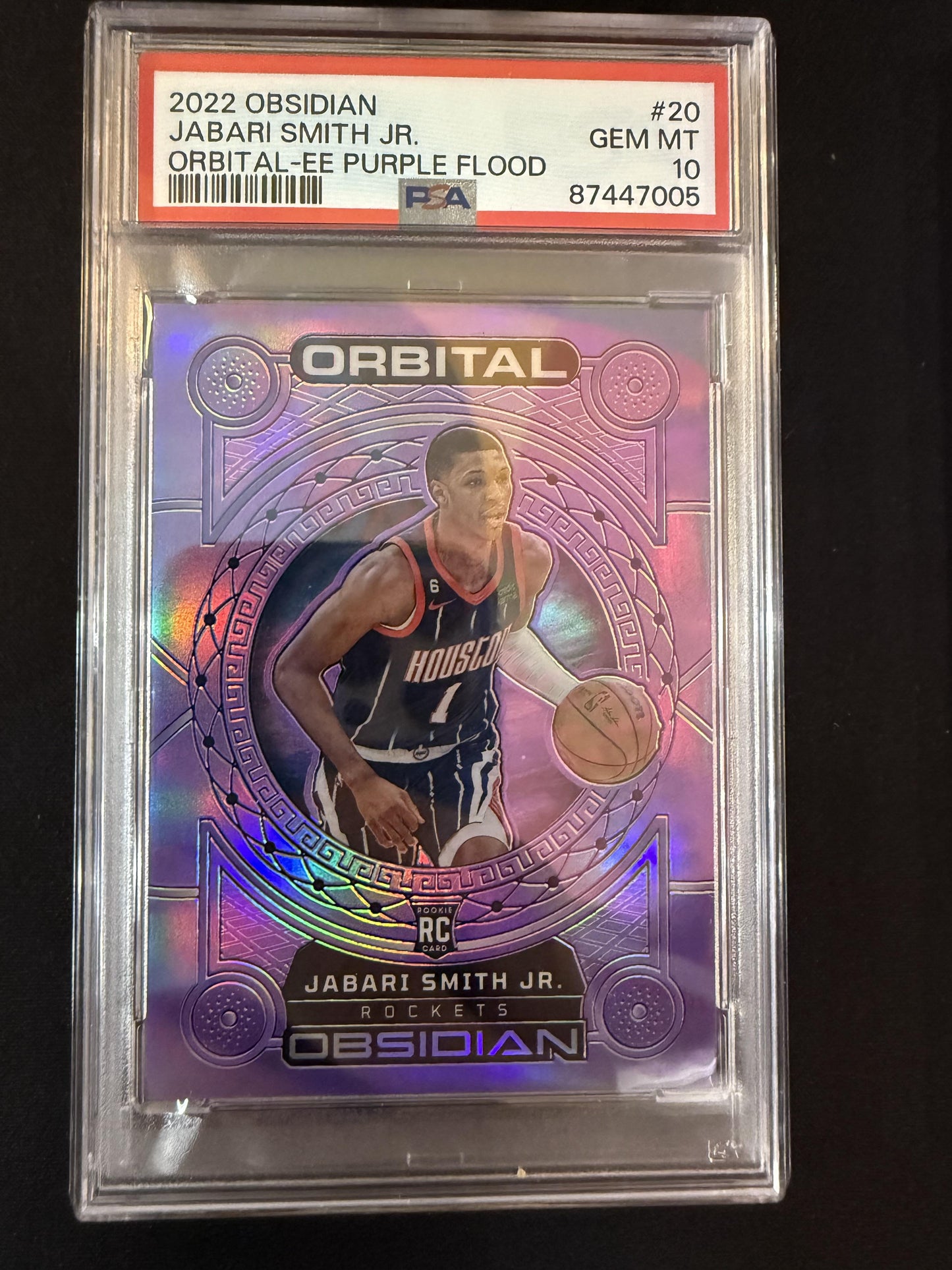 #20 Jabari Smith Jr. 2022-23 Panini Obsidian /49 Orbital Purple Flood