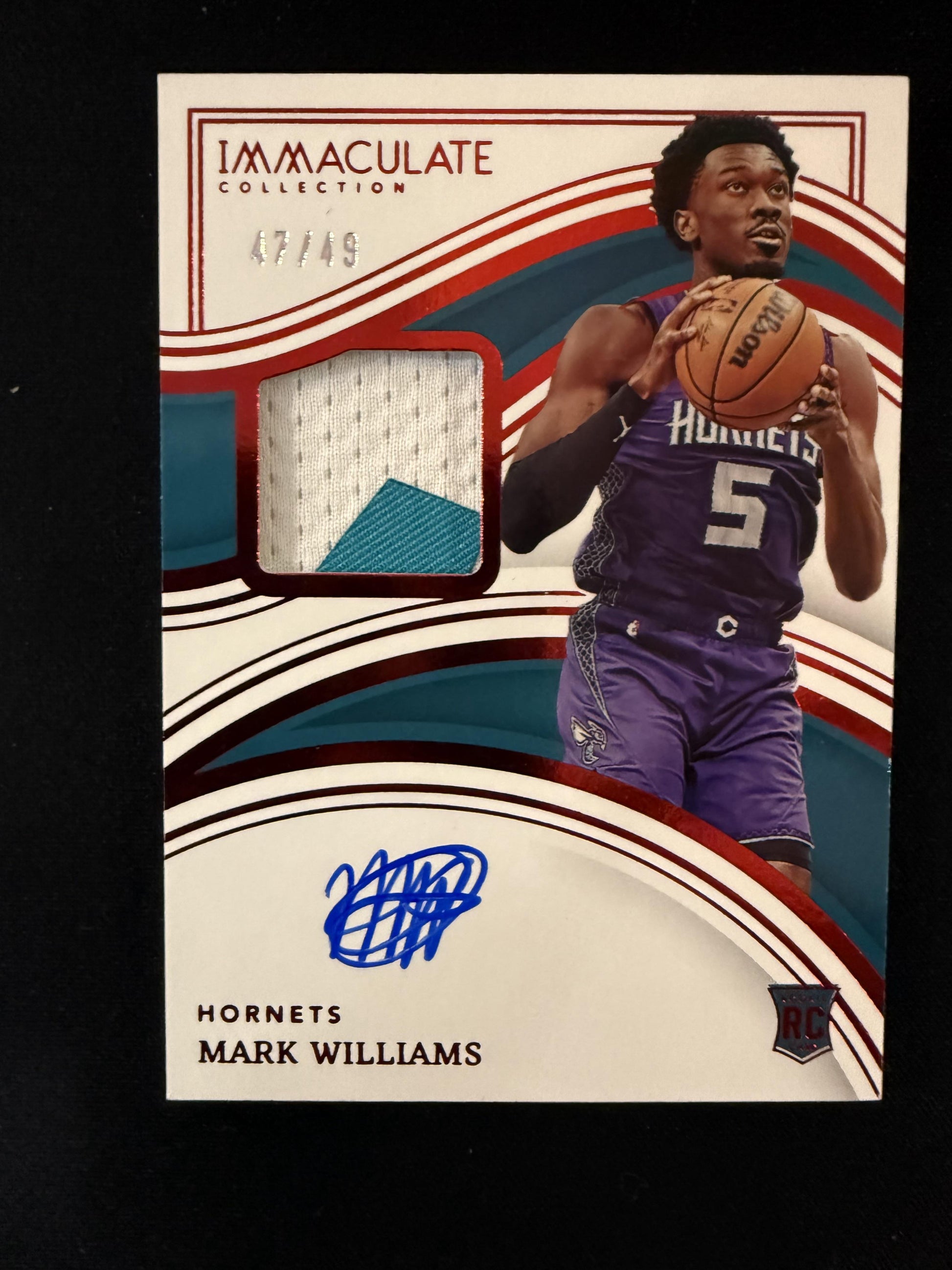 #118 Mark Williams 2022-23 Panini Immaculate Collection Auto /49 Hornets Red