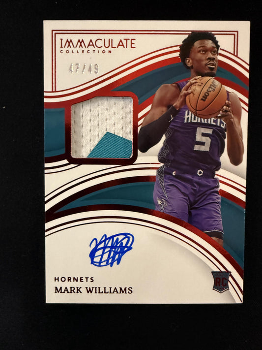 #118 Mark Williams 2022-23 Panini Immaculate Collection Auto /49 Hornets Red