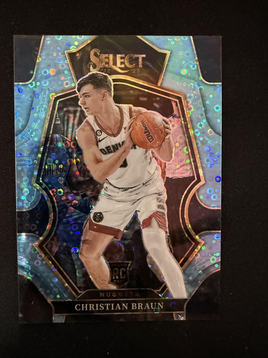 #195 Christian Braun 2022-23 Panini Select /99 Nuggets Light Blue Disco