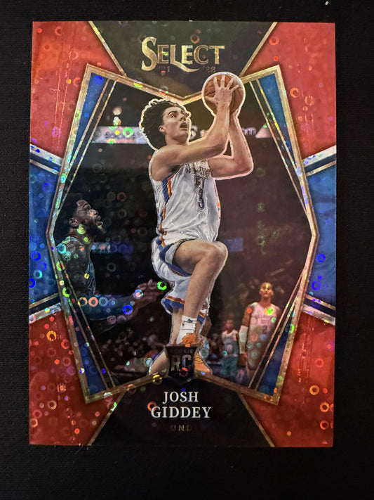#143 Josh Giddey 2021-22 Panini Select SN,RC Rookie #/49 Thunder Red Disco