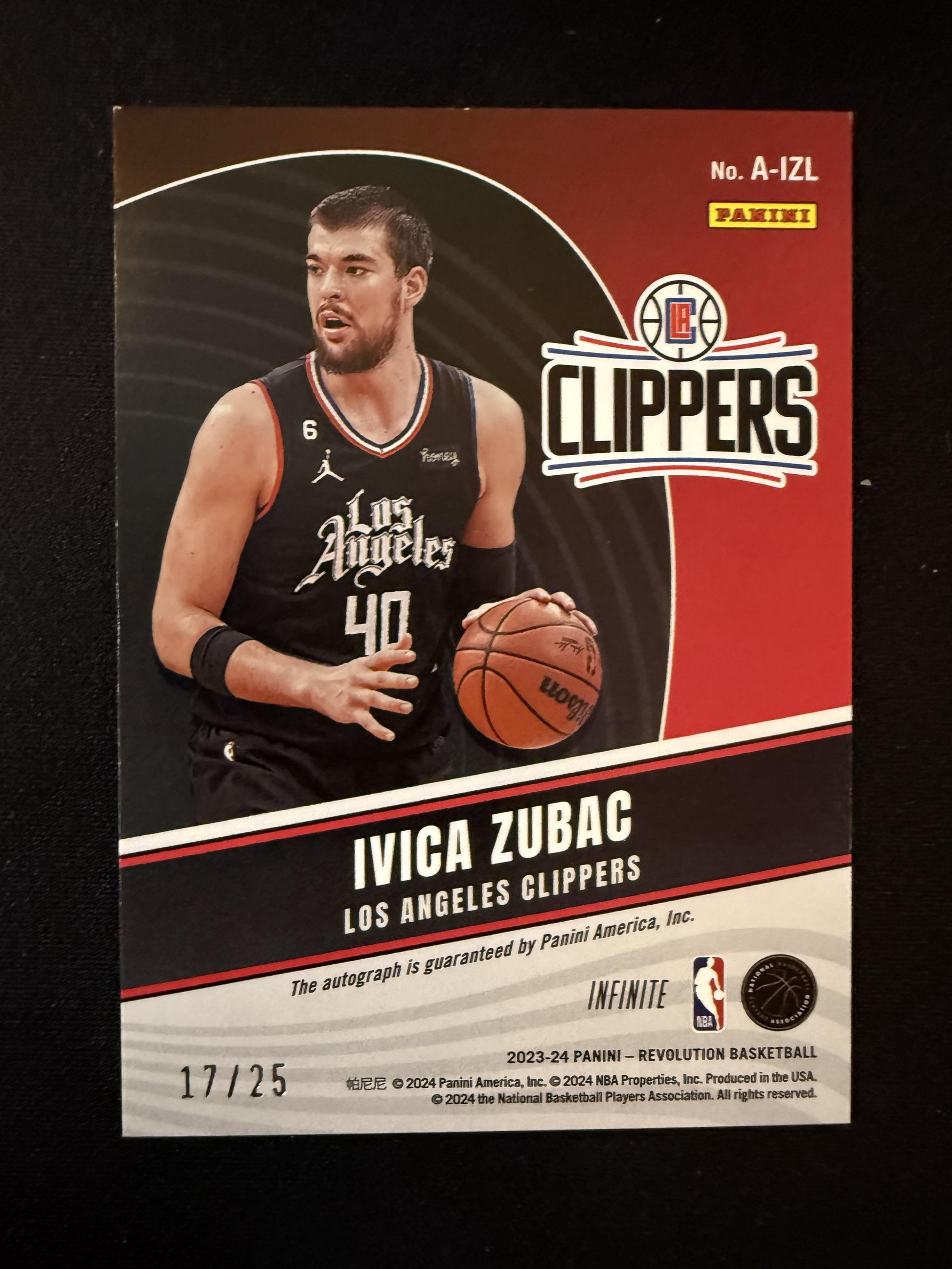 #A-IZL Ivica Zubac 2023-24 Panini Revolution /25 Clippers Autographs Infinite