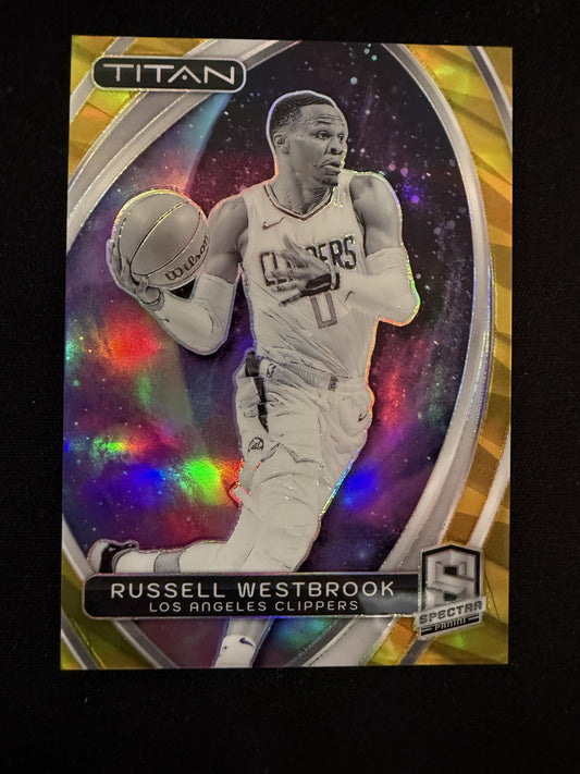 #13 Russell Westbrook 2023-24 Panini Spectra SN #/10 Clippers Titan Gold