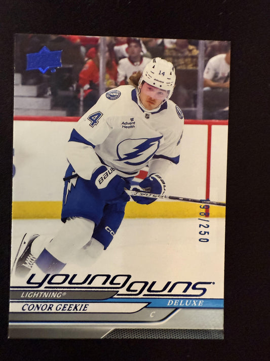 #478 Conor Geekie 2024-25 Upper Deck SN,RC Rookie #/250 Lightning Deluxe