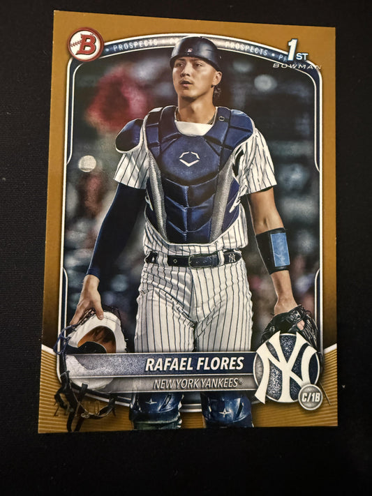 #BP-34 Rafael Flores 2025 Bowman SN #/50 New York Yankees sports Prospects Gold