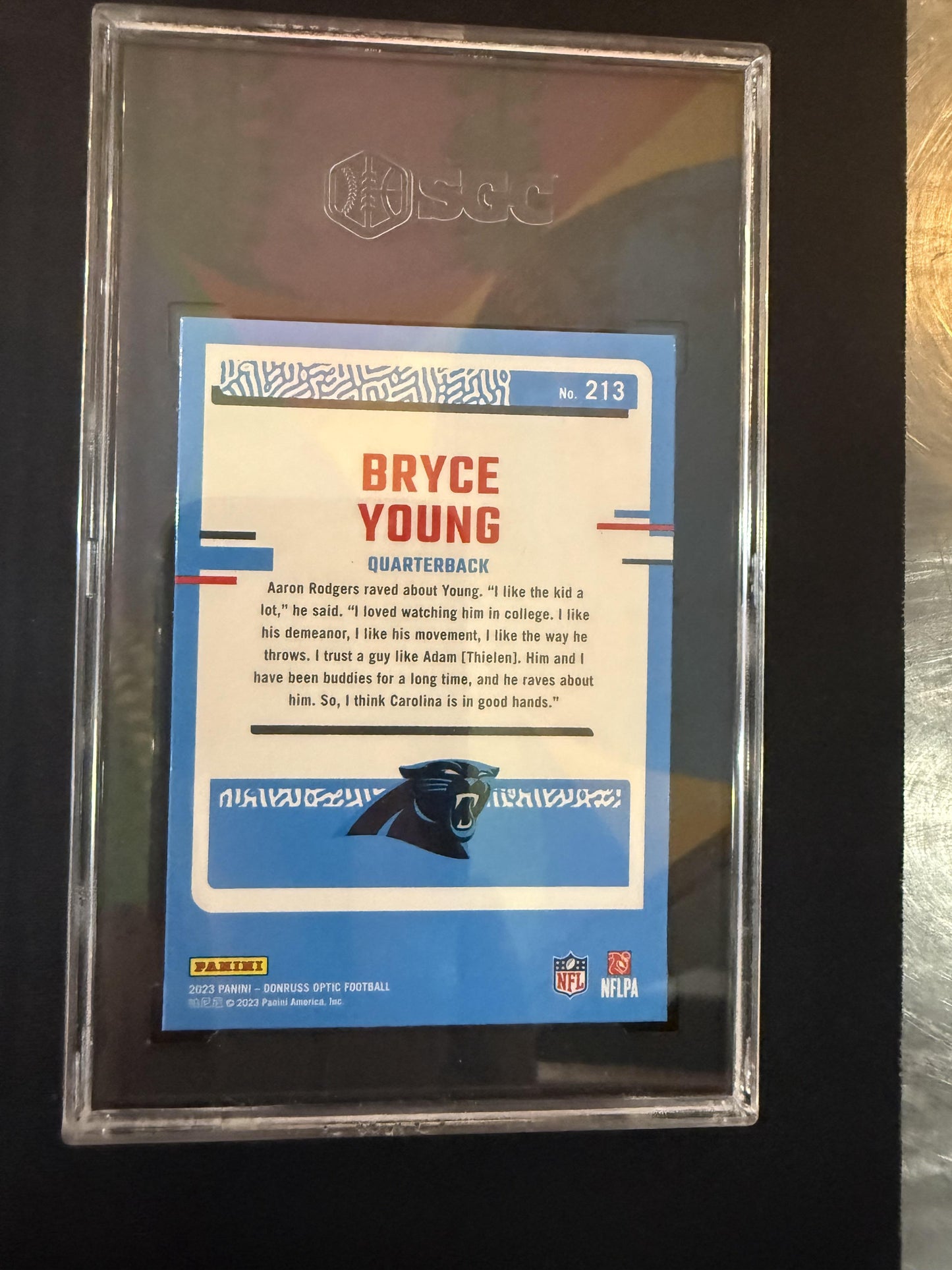 #213 Bryce Young 2023 Donruss Optic RC Rookie Carolina Panthers sports