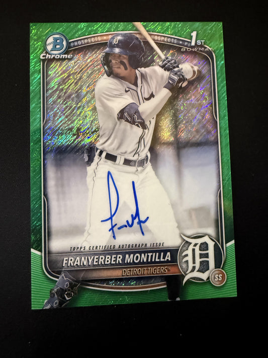 #CPA-FM Franyerber Montilla 2025 Bowman SN,AU Auto #/99 Tigers Green Shimmer
