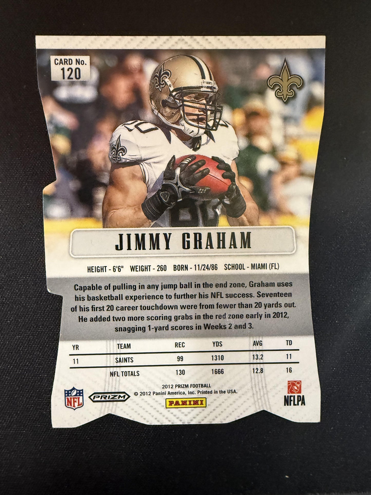 #120 Jimmy Graham 2012 Panini Prizm New Orleans Saints sports Prizms Red