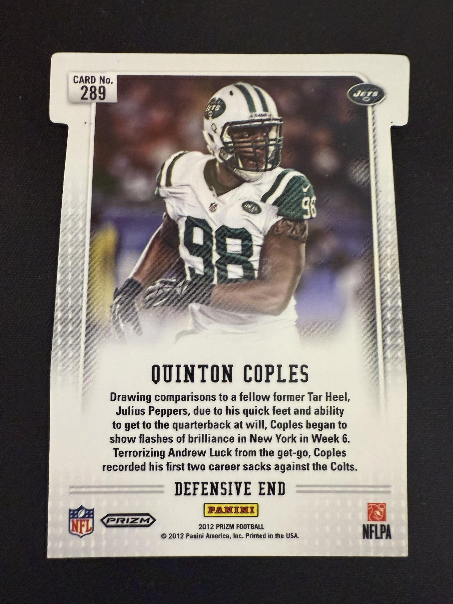 #289 Quinton Coples 2012 Panini Prizm RC Rookie New York Jets sports Prizms Red