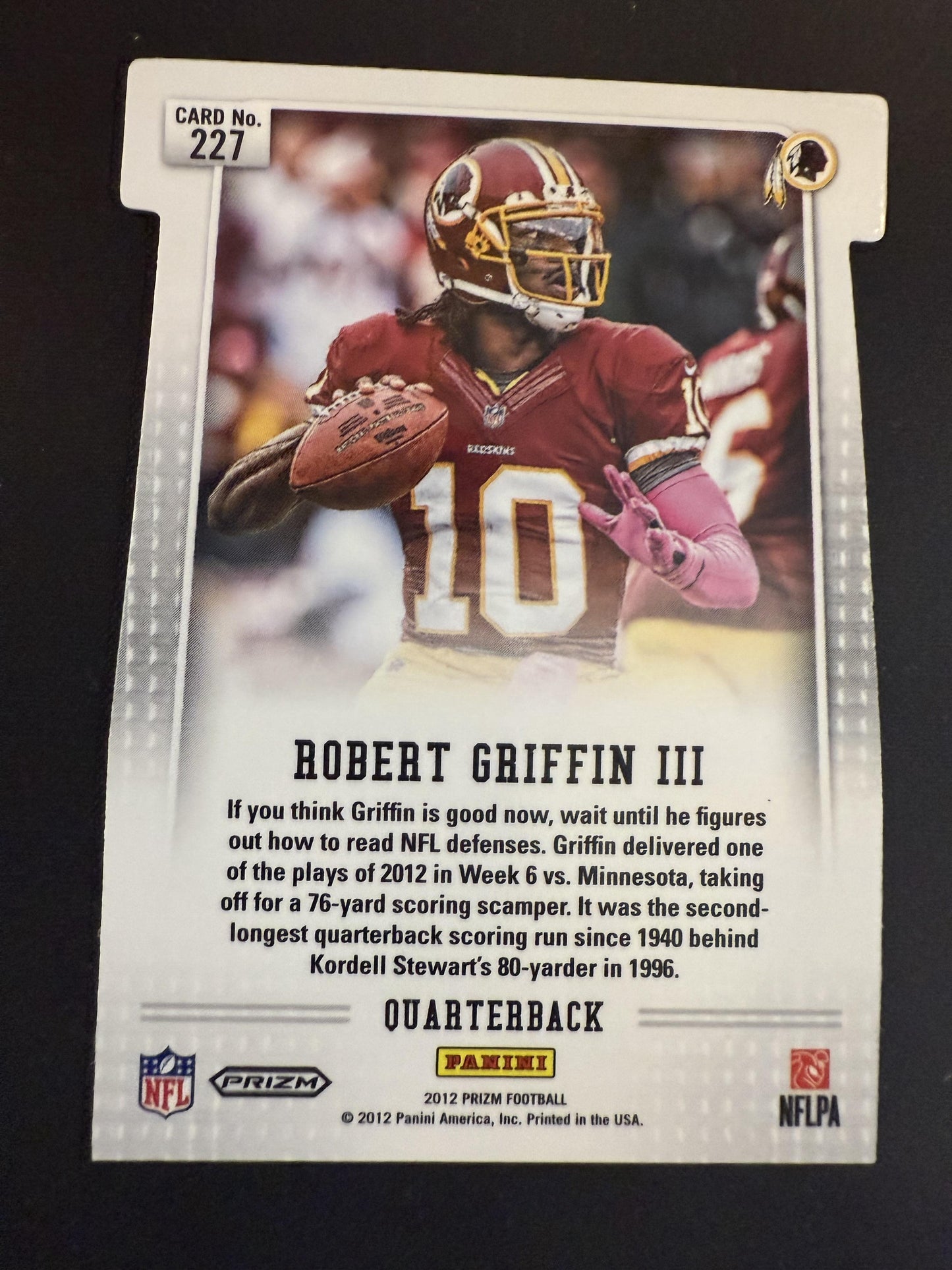 #227 Robert Griffin III 2012 Panini Prizm RC Rookie Washington Redskins Red
