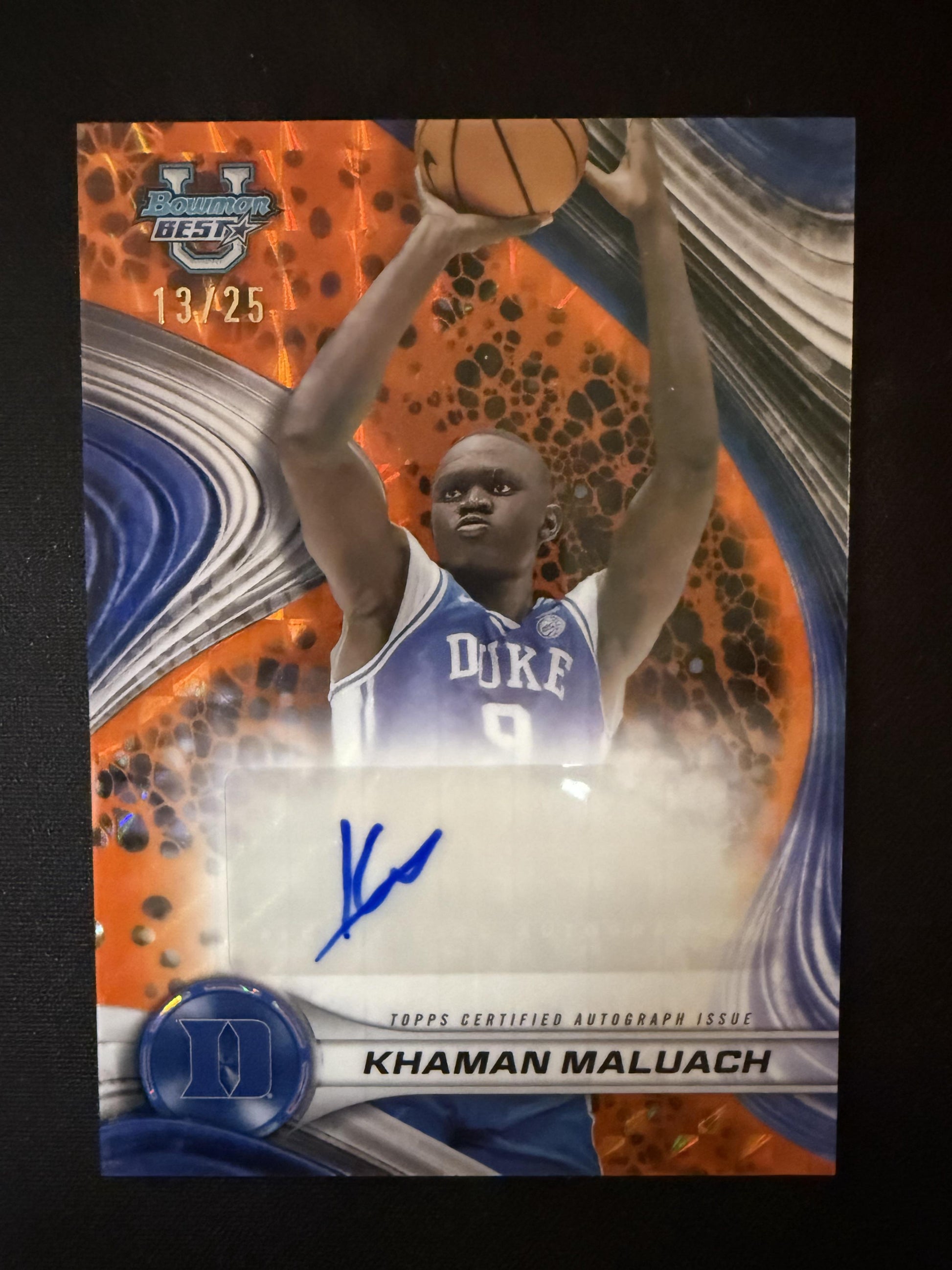 #B24-KM KHAMAN MALUACH 2025 BOWMAN BEST U BEST OF 2024 AUTOGRAPH ORANGE /25