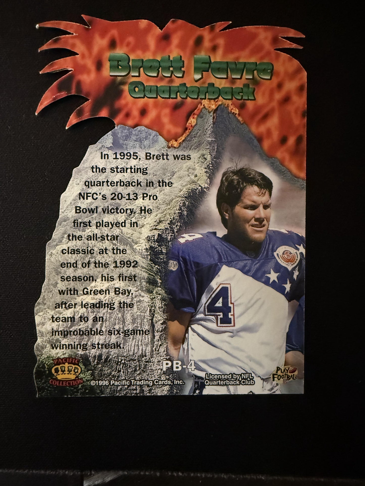 #PB-4 Brett Favre 1996 Pacific Crown Royale Green Bay Packers Pro Bowl Die Cut