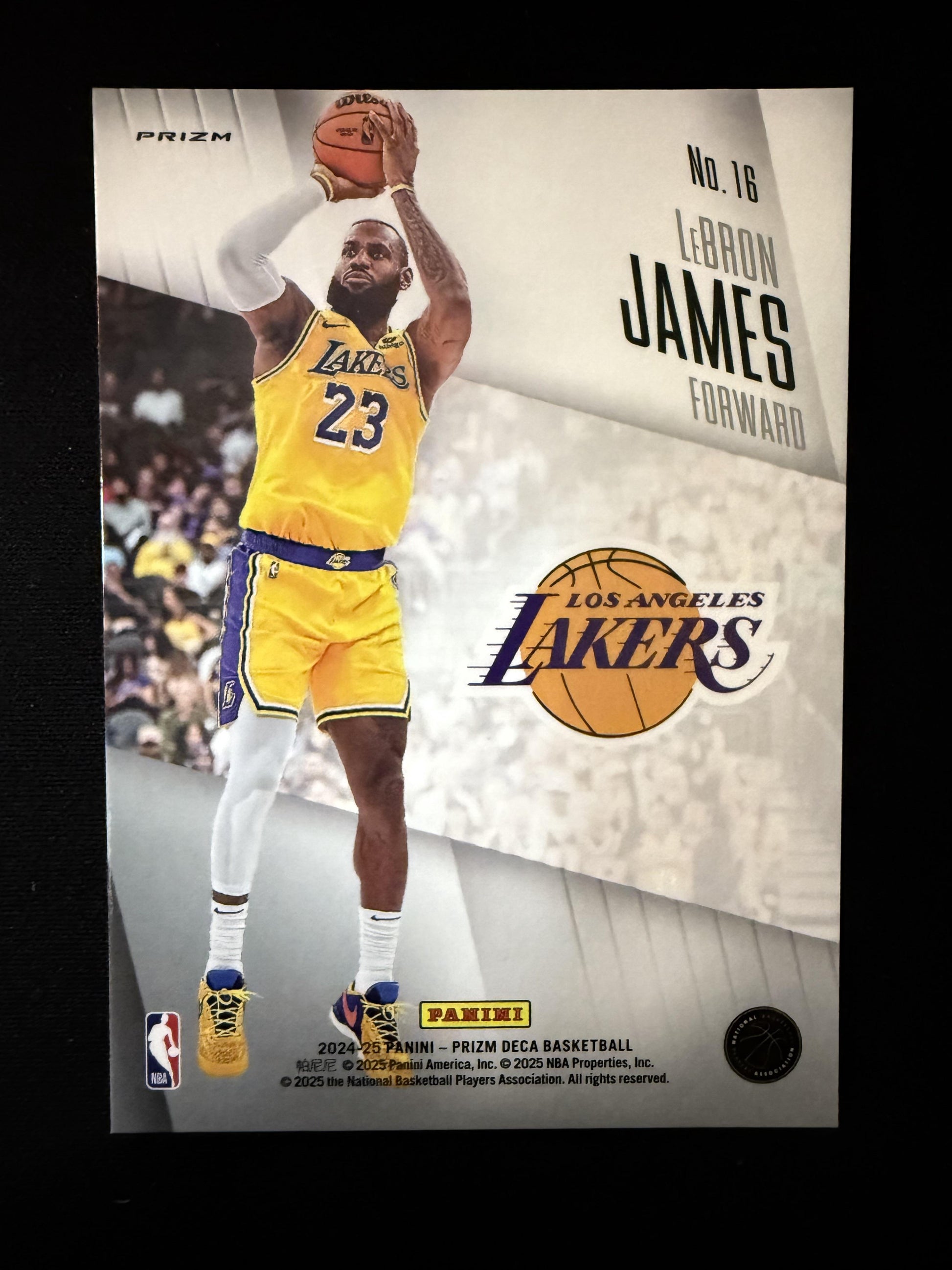 #16 LeBron James 2024-25 Panini Prizm Deca Los Angeles Lakers Brilliance Silver