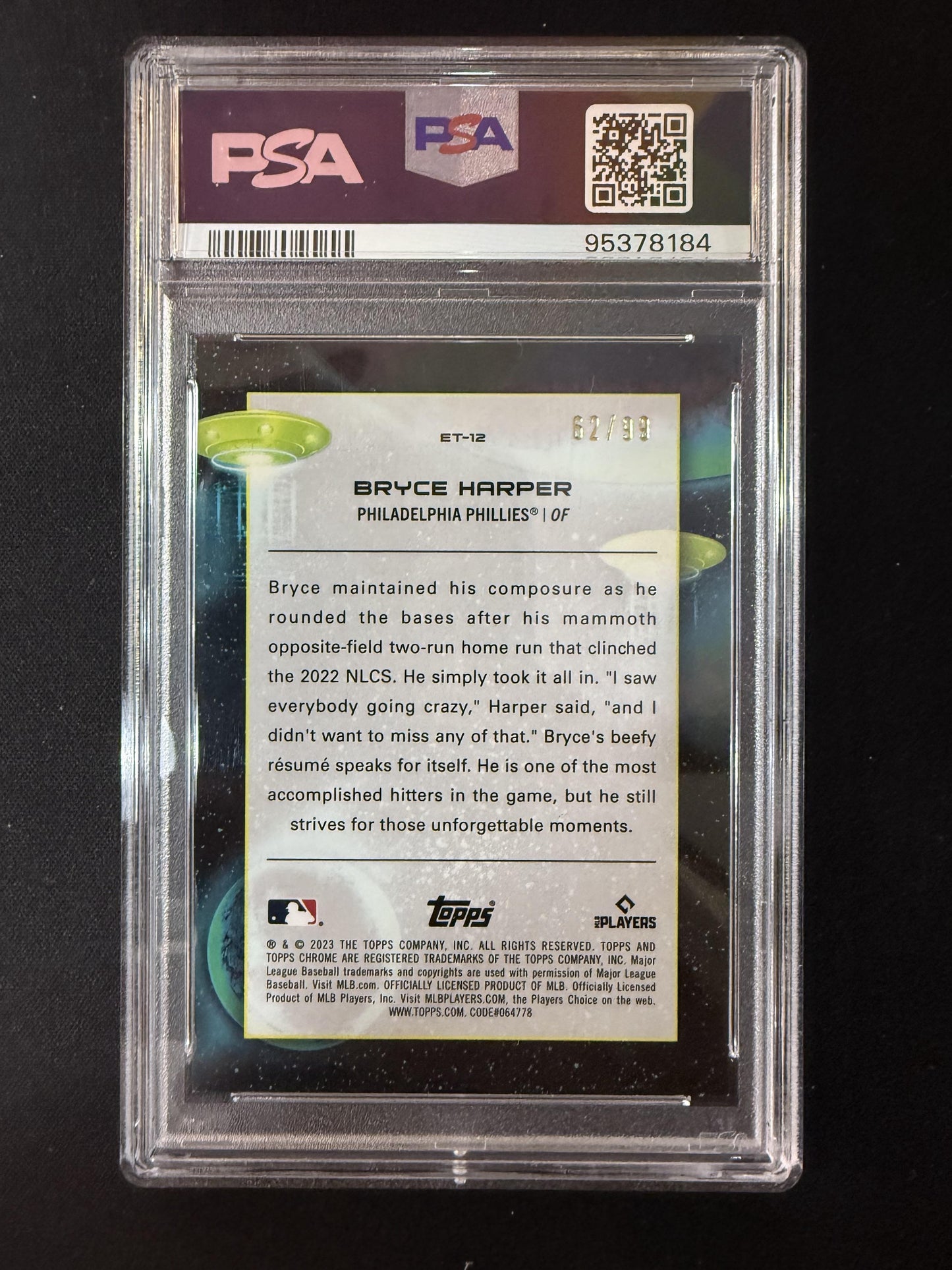 #ET-12 Bryce Harper 2023 Topps Cosmic /99 Extraterrestrial Talent Blue Moon