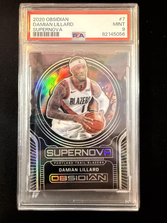 #7 Damian Lillard 2020-21 Panini Obsidian SN #/99 Trail Blazers Supernova