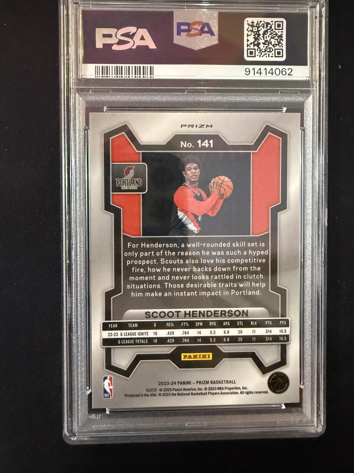 #141 Scoot Henderson 2023-24 Panini Prizm RC Rookie Trail Blazers Silver
