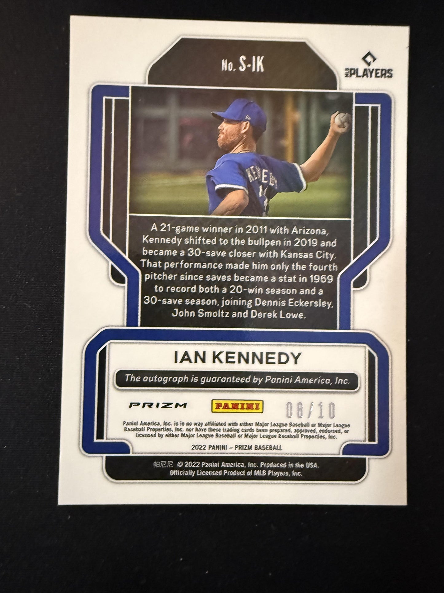 #S-IK Ian Kennedy 2022 Panini Prizm SN,AU Auto #/10 Rangers Signatures Gold