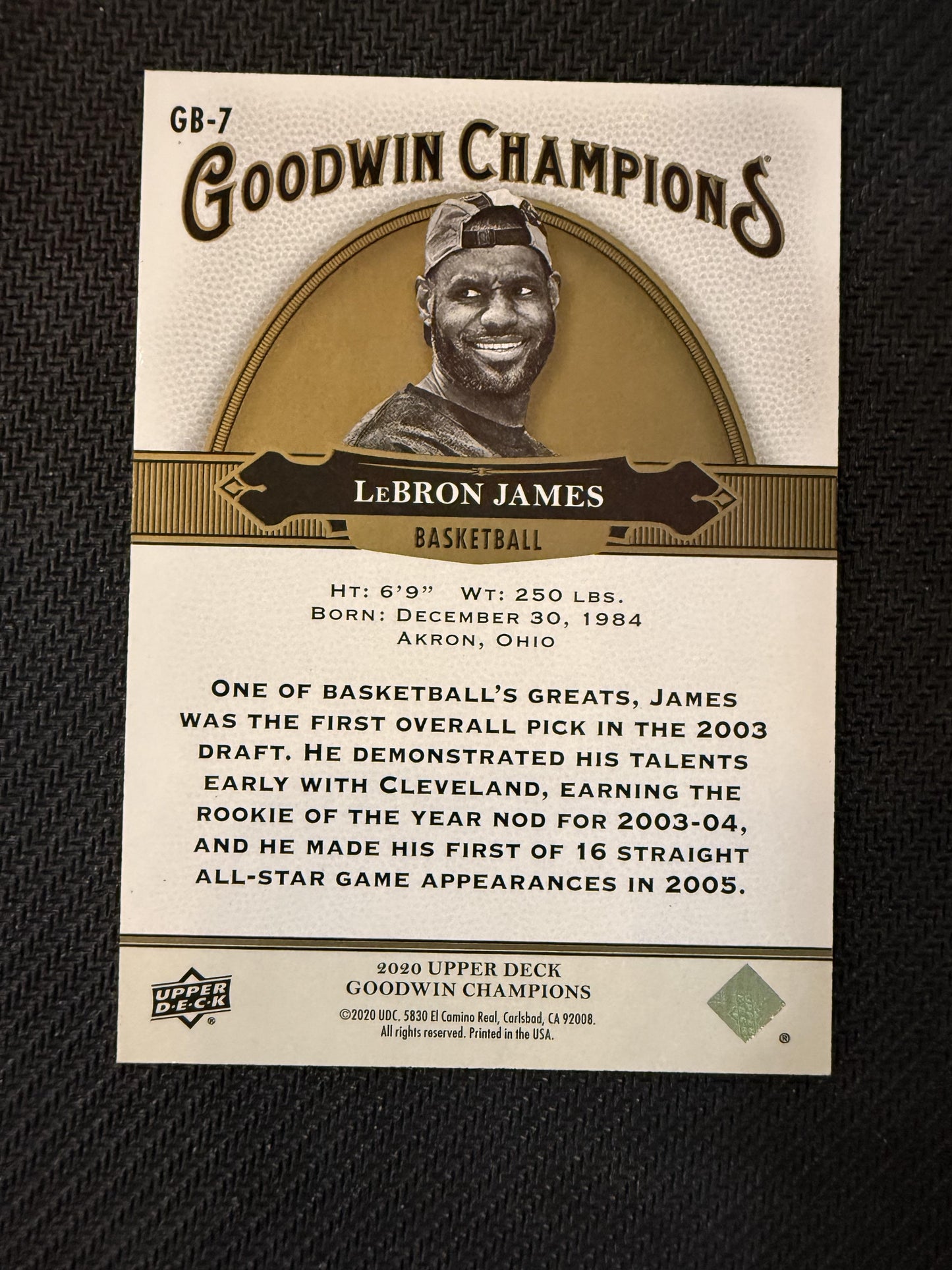 #GB-7 LeBron James 2020 Upper Deck Goodwin Champions SN #/249 Red