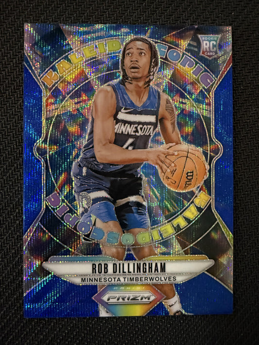 #5 Rob Dillingham 2024-25 Panini Prizm /175 Timberwolves Kaleidoscopic Blue Wave