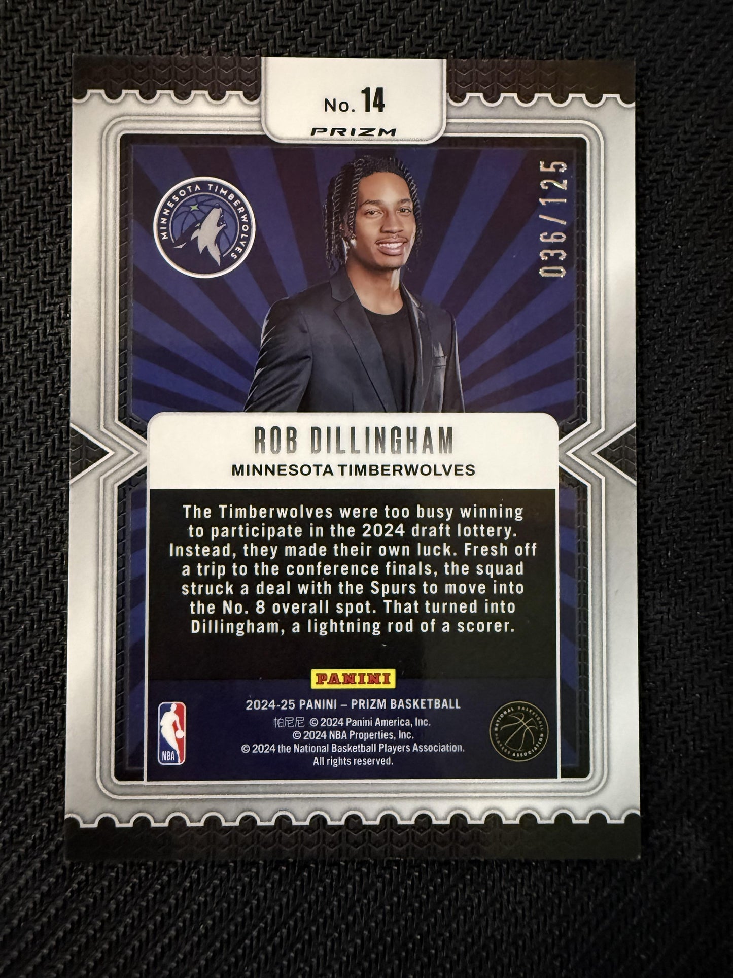 #14 Rob Dillingham 2024 Panini Prizm /125 Luck of the Lottery Blue Ice