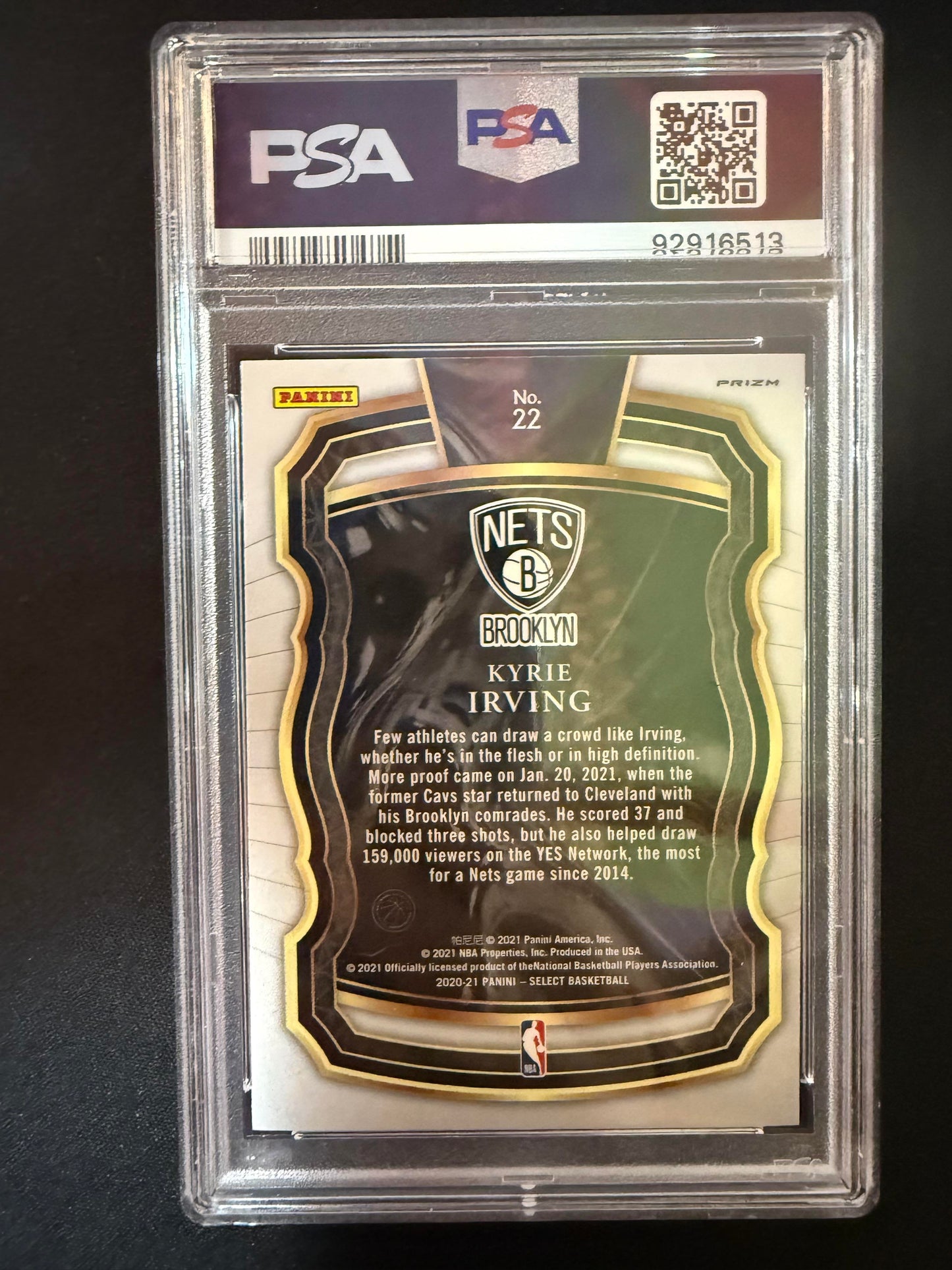 #22 Kyrie Irving 2020-21 Panini Select Brooklyn Nets Select Company Silver