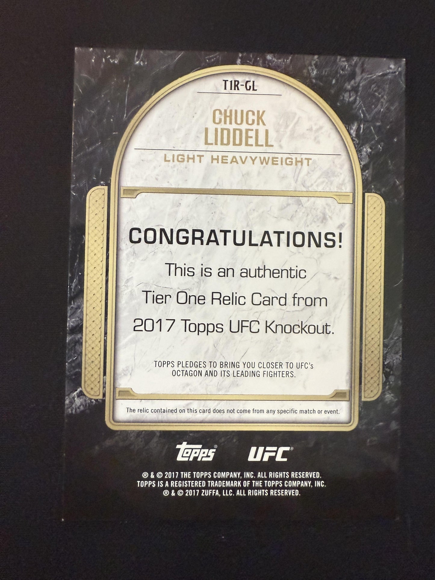 #T1R-CL Chuck Liddell 2017 Topps UFC Knockout SN,MEM /25 Tier One Relics Blue