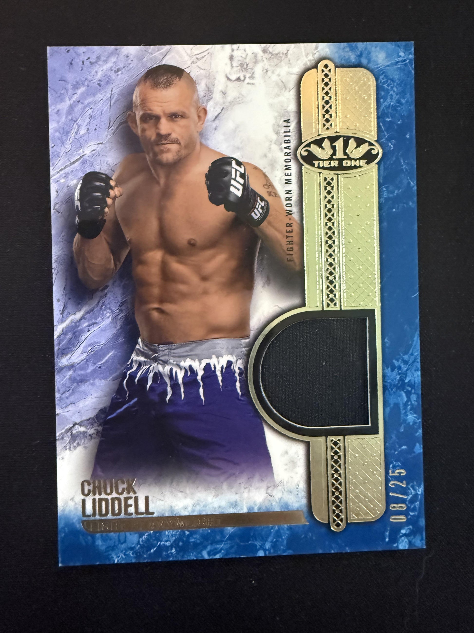 #T1R-CL Chuck Liddell 2017 Topps UFC Knockout SN,MEM /25 Tier One Relics Blue