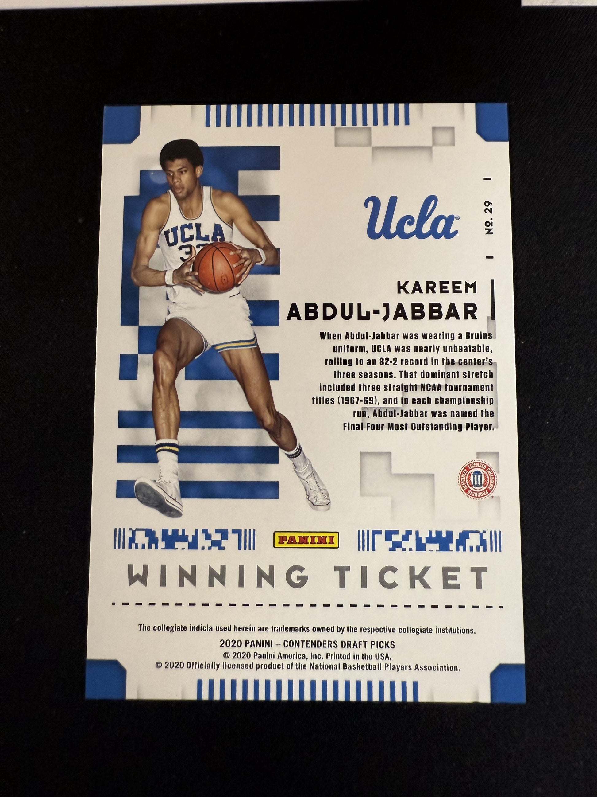 #29 Kareem Abdul-Jabbar 2020 Panini Contenders Draft Picks /23 Cracked Ice