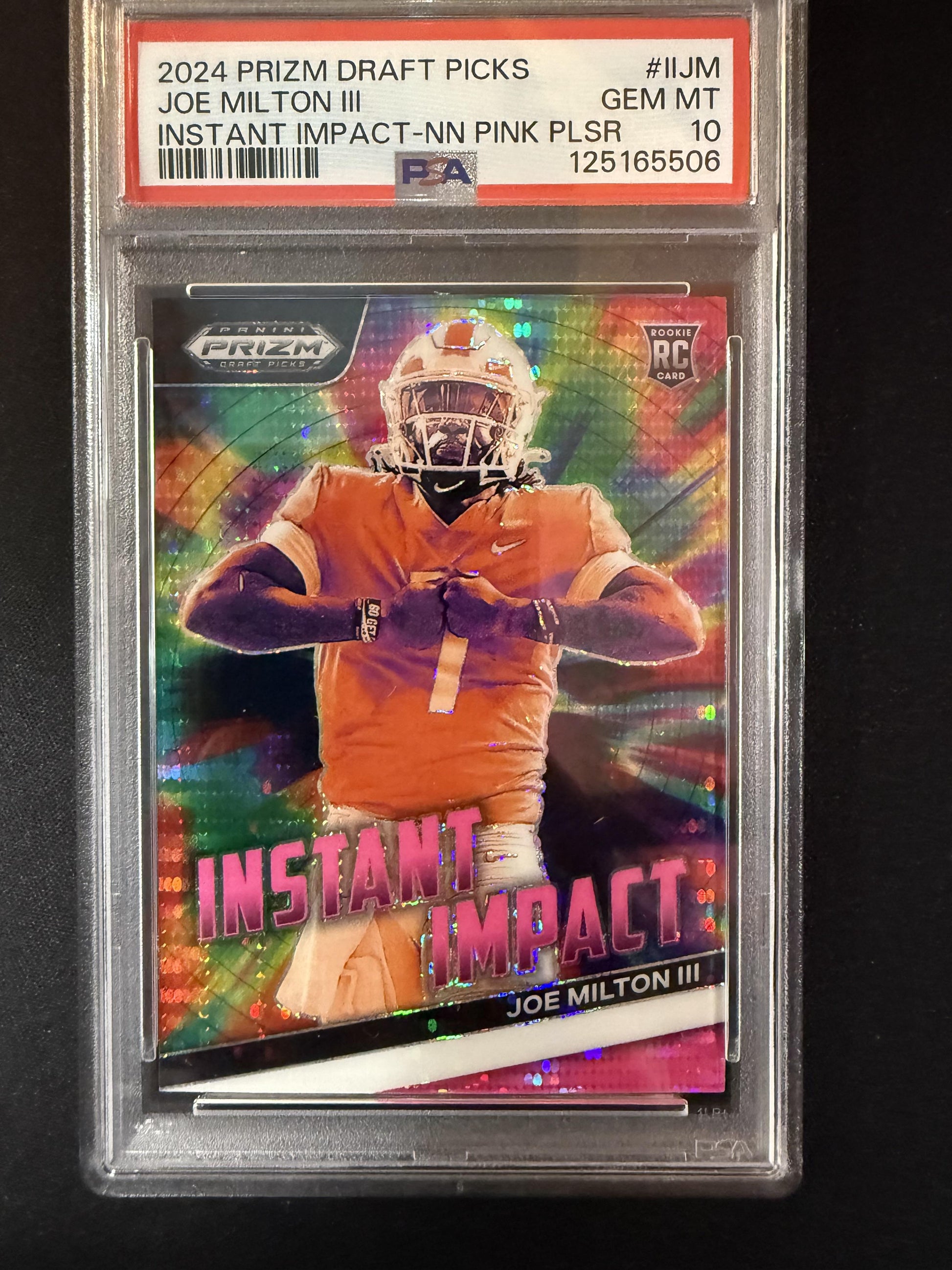 #II-JM Joe Milton III 2024 Panini Prizm Draft Picks /15 Impact Pink Pulsar