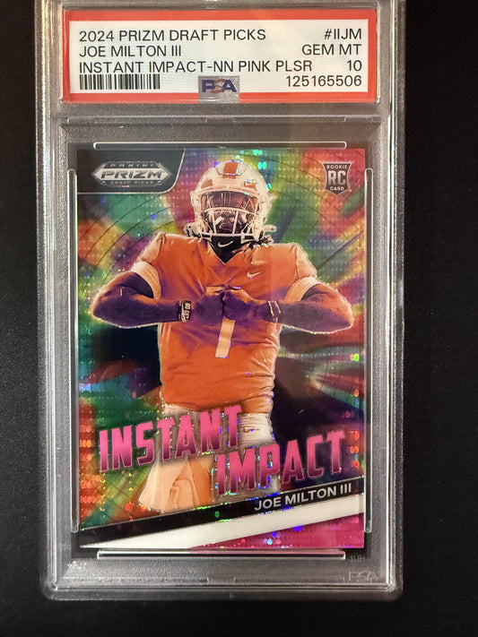 #II-JM Joe Milton III 2024 Panini Prizm Draft Picks /15 Impact Pink Pulsar